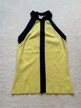 Cache Yellow Halter Tank with Black Trim